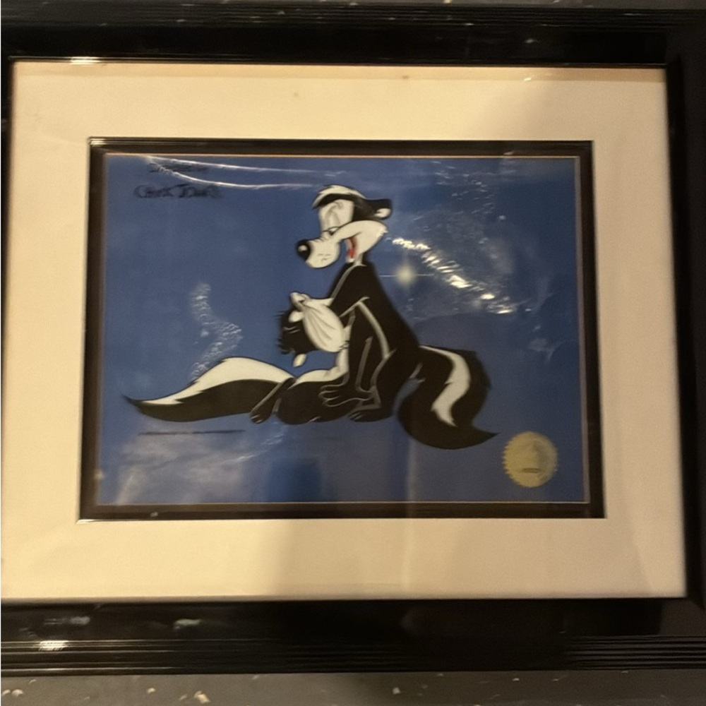 Framed Pepe le pew lithograph